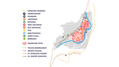 Mapa Tolosa Autobus Carnaval